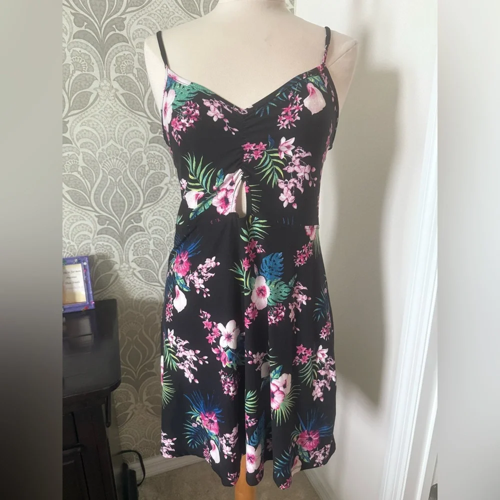 Eye Candy Black Dress with Pink and Blue Floral Design - Picture 1 of 3